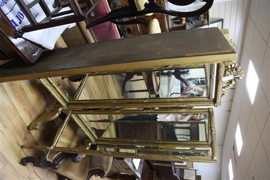 An early 20th century gilt cheval mirror, H.6ft 1in.